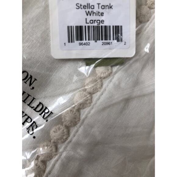 Marine Layer Stella Tank Top Lace Trim Square Neck Sleeveless Crop White NWT L - Picture 3 of 5